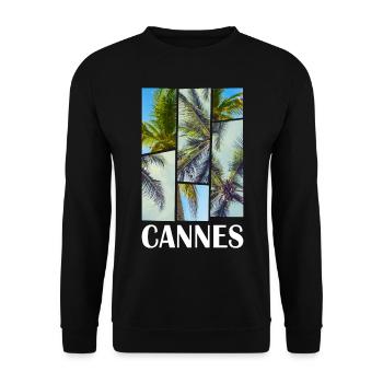 Cannes France Été Palmiers Plage Mer - Sweat-shirt Unisexe - noir - Devant - Alina (178cm) & Michal (187cm)