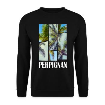Perpignan France Été Palmiers Plage Mer - Sweat-shirt Unisexe - noir - Devant - Alina (178cm) & Michal (187cm)