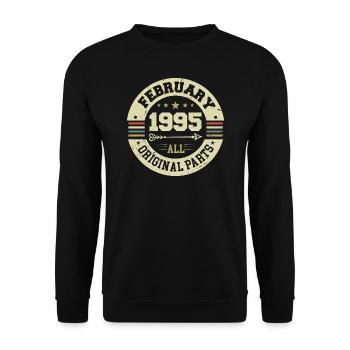 Février 1995 Vintage Cadeau d’anniversaire 1995 - Sweat-shirt Unisexe - noir - Devant - Alina (178cm) & Michal (187cm)
