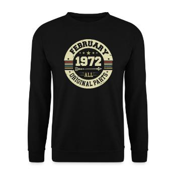 Février 1972 Vintage Cadeau d’anniversaire 1972 - Sweat-shirt Unisexe - noir - Devant - Alina (178cm) & Michal (187cm)
