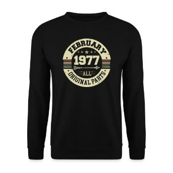 Februar 1977 Jahrgang Geburtstag Geschenk 1977 - Unisex Pullover - Schwarz - Vorne - Alina (178cm) & Michal (187cm)