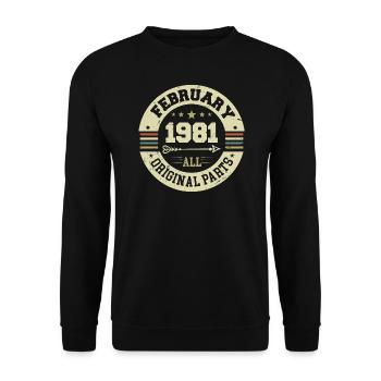 Février 1981 Vintage Cadeau d’anniversaire 1981 - Sweat-shirt Unisexe - noir - Devant - Alina (178cm) & Michal (187cm)