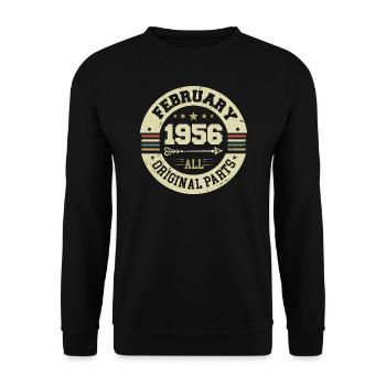 Février 1956 Vintage Cadeau d’anniversaire 1956 - Sweat-shirt Unisexe - noir - Devant - Alina (178cm) & Michal (187cm)