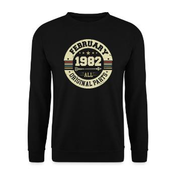 Février 1982 Vintage Cadeau d’anniversaire 1982 - Sweat-shirt Unisexe - noir - Devant - Alina (178cm) & Michal (187cm)