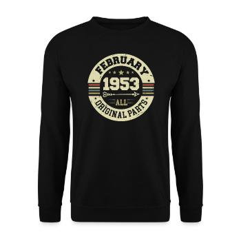 Février 1953 Vintage Cadeau d’anniversaire 1953 - Sweat-shirt Unisexe - noir - Devant - Alina (178cm) & Michal (187cm)