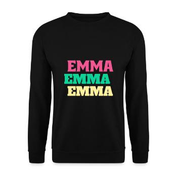 Emma Birthday Gifts Emmachen First Name - Unisex Sweatshirt - black - Front - Alina (178cm) & Michal (187cm)
