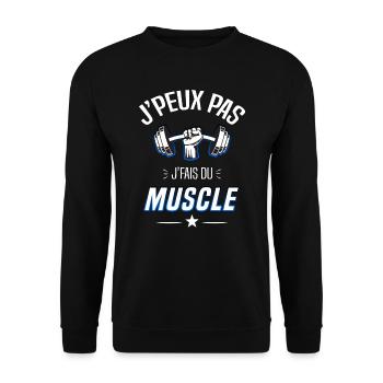 J'fais du muscle - musculation - muscu humour - Sweat-shirt Unisexe - noir - Devant - Alina (178cm) & Michal (187cm)