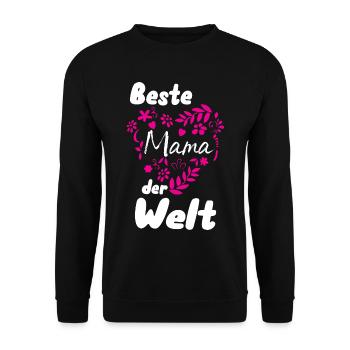 Beste Mama der Welt. Herz - Unisex Pullover - Schwarz - Vorne - Alina (178cm) & Michal (187cm)