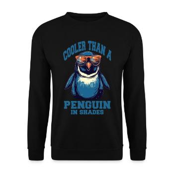 Cooler Pinguin mit Sonnenbrille - Unisex Pullover - Schwarz - Vorne - Alina (178cm) & Michal (187cm)