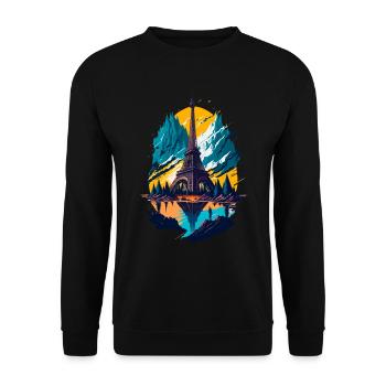 Abstract Tower of Paris - Unisex Sweatshirt - black - Front - Alina (178cm) & Michal (187cm)