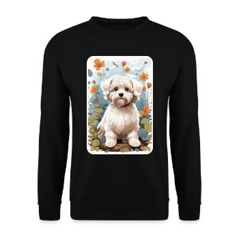 Bichon Havanais, Bichon Havenese, Chien à Natuen - Sweat-shirt Unisexe - noir - Devant - Alina (178cm) & Michal (187cm)