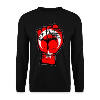 Türkei Flagge Faust Hand Symbol used - Unisex Pullover - Schwarz - Vorne - Alina (178cm) & Michal (187cm)