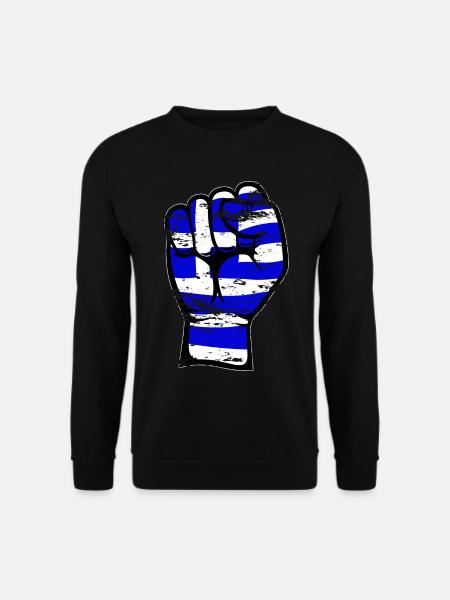 Griechenland Flagge Faust Hand Symbol used - Unisex Pullover - Schwarz