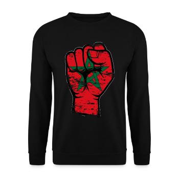 Marokko Flagge Faust Hand Symbol used - Unisex Pullover - Schwarz - Vorne - Alina (178cm) & Michal (187cm)