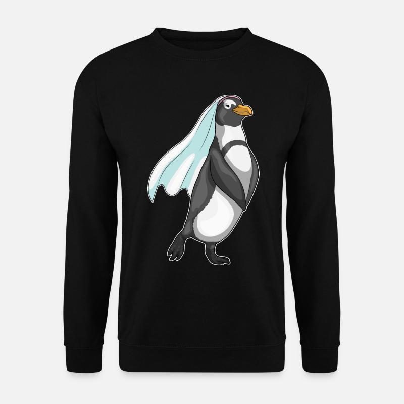Pinguin Braut Schleier Hochzeit - Unisex Pullover - Schwarz
