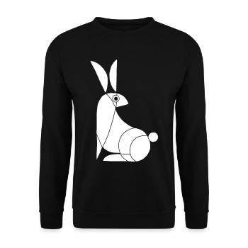 Lustiges weißes Kaninchen - Unisex Pullover - Schwarz - Vorne - Alina (178cm) & Michal (187cm)