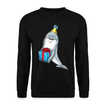 Forfait anniversaire dauphin - Sweat-shirt Unisexe - noir - Devant - Alina (178cm) & Michal (187cm)