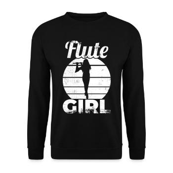 Flötenspielerin - Unisex Pullover - Schwarz - Vorne - Alina (178cm) & Michal (187cm)