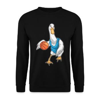 Ente Basketballspieler Basketball - Unisex Pullover - Schwarz - Vorne - Alina (178cm) & Michal (187cm)