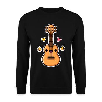 Ukulele Cartoon-Stil - Unisex Pullover - Schwarz - Vorne - Alina (178cm) & Michal (187cm)