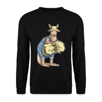 Känguru Landwirt Stroh Bauernhof - Unisex Pullover - Schwarz - Vorne - Alina (178cm) & Michal (187cm)