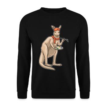 Peintre Kangourou Peinture au pinceau - Sweat-shirt Unisexe - noir - Devant - Alina (178cm) & Michal (187cm)