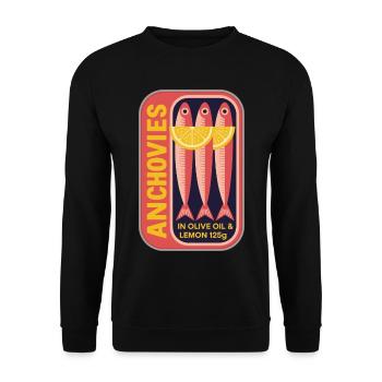Rétro peut étiqueter l’art de l’anchois - Sweat-shirt Unisexe - noir - Devant - Alina (178cm) & Michal (187cm)