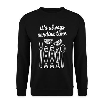 it's always sardine time - Unisex Sweatshirt - black - Front - Alina (178cm) & Michal (187cm)