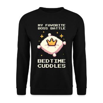 Lieblingsbosskampf | Gute-Nacht-Kuscheln - Unisex Sweatshirt - black - Front - Alina (178cm) & Michal (187cm)