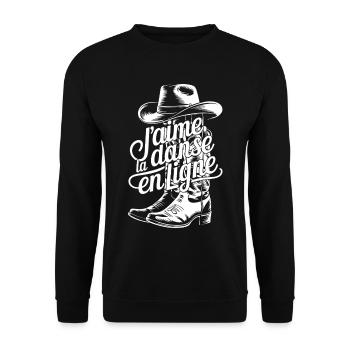 Botte Cowboy et lettrage fluide - Sweat-shirt Unisexe - noir - Devant - Alina (178cm) & Michal (187cm)