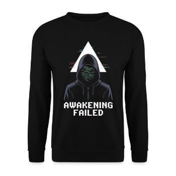 Awakening Failed – Glitch in Kapuze - Unisex Pullover - Schwarz - Vorne - Alina (178cm) & Michal (187cm)