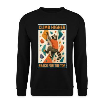 Bouldering raccoon climb higher motivation - Unisex Sweatshirt - black - Front - Alina (178cm) & Michal (187cm)