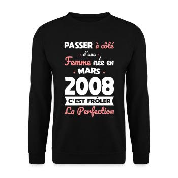 18th birthday - Born in March 2008 - Unisex Sweatshirt - black - Front - Alina (178cm) & Michal (187cm)