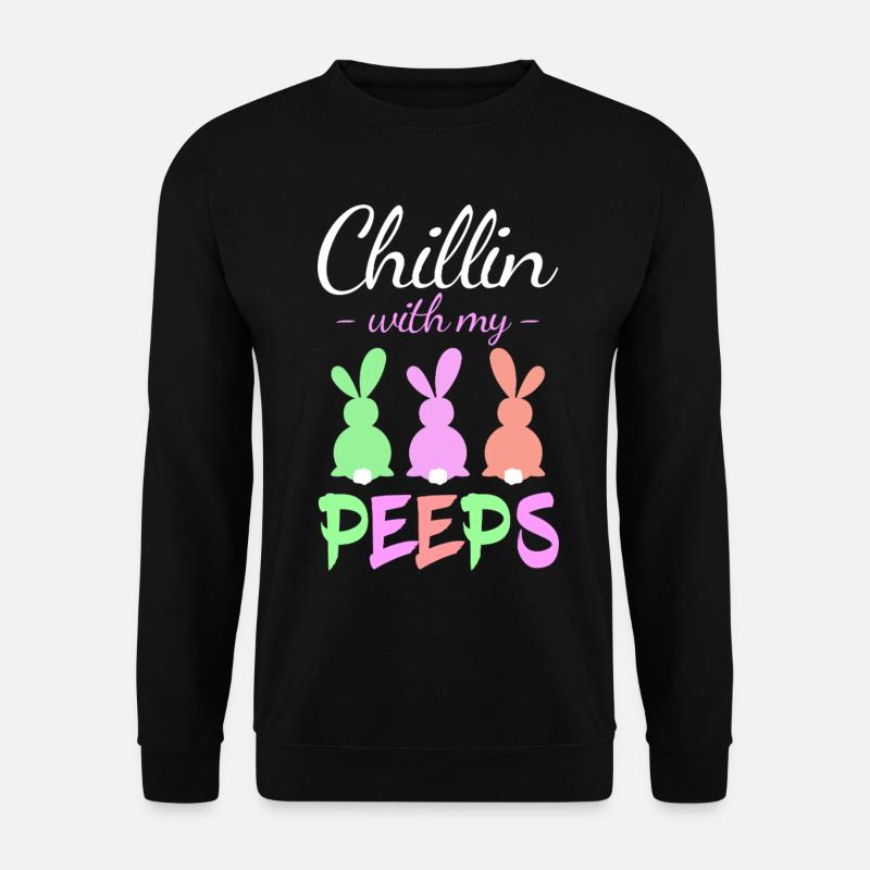 Chillin with Peeps Pastellhasen - Unisex Pullover - Schwarz