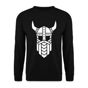Viking Minimalist Warrior Geometric Mascot - Unisex Sweatshirt - black - Front - Alina (178cm) & Michal (187cm)