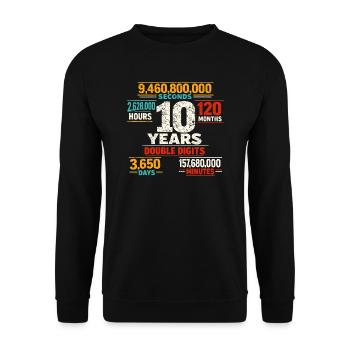 10 Jahre Double Digits Geburtstag Retro Design - Unisex Pullover - Schwarz - Vorne - Alina (178cm) & Michal (187cm)