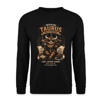 Stierkönig des Trostes – Tierkreis - Unisex Pullover - Schwarz - Vorne - Alina (178cm) & Michal (187cm)