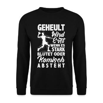 Handball Handballer Handball Trainer Fan Geschenk - Unisex Pullover - Schwarz - Vorne - Alina (178cm) & Michal (187cm)
