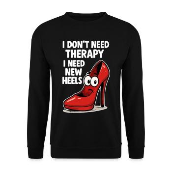 High Heels Therapy Cartoon: Comic Shoes Saying - Unisex Sweatshirt - black - Front - Alina (178cm) & Michal (187cm)