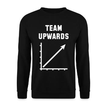 Team Aufwärts (Erfolg / Fortschritt / Weiß) - Unisex Pullover - Schwarz - Vorne - Alina (178cm) & Michal (187cm)