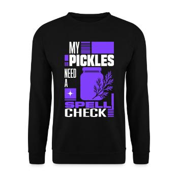 Gurkenglas braucht Rechtschreibprüfung - Unisex Pullover - Schwarz - Vorne - Alina (178cm) & Michal (187cm)