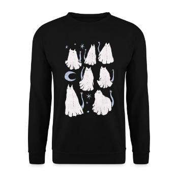 GEISTKATZEN - Unisex Pullover - Schwarz - Vorne - Alina (178cm) & Michal (187cm)