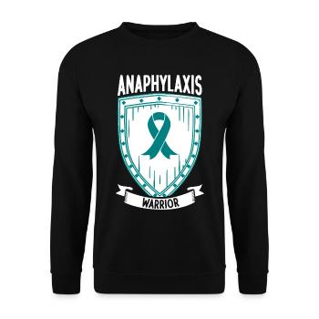 Anaphylaxie Kämpfer - Schutzschild in Türkis - Unisex Pullover - Schwarz - Vorne - Alina (178cm) & Michal (187cm)