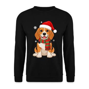 Beagle Holiday Santa Hut Schal Schneeflocke Cheer - Unisex Pullover - Schwarz - Vorne - Alina (178cm) & Michal (187cm)