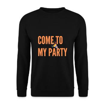 Komm zu meiner Party - Unisex Pullover - Schwarz - Vorne - Alina (178cm) & Michal (187cm)