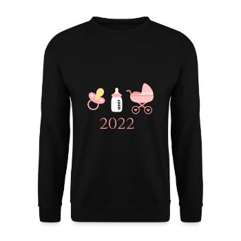 Baby 2022 Geburt Mädchen rosa Familie - Unisex Pullover - Schwarz - Vorne - Alina (178cm) & Michal (187cm)