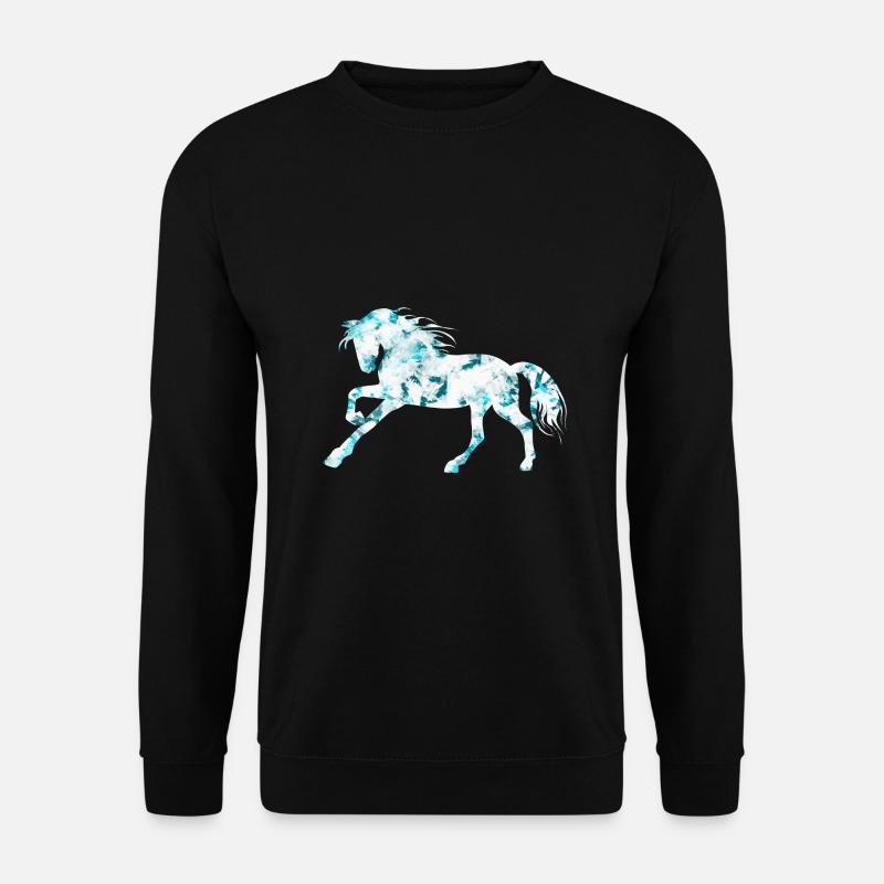 schönes Pferdemotiv blau Pferde Reiten Shirt Tasse - Unisex Pullover - Schwarz