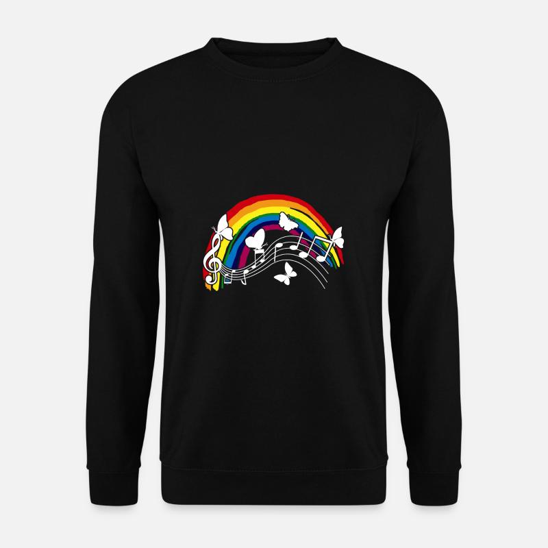 Schmetterlinge und Musik im Regenbogen - Unisex Pullover - Schwarz