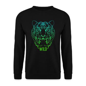 Wild Tigerkopf Skizze - Unisex Pullover - Schwarz - Vorne - Alina (178cm) & Michal (187cm)
