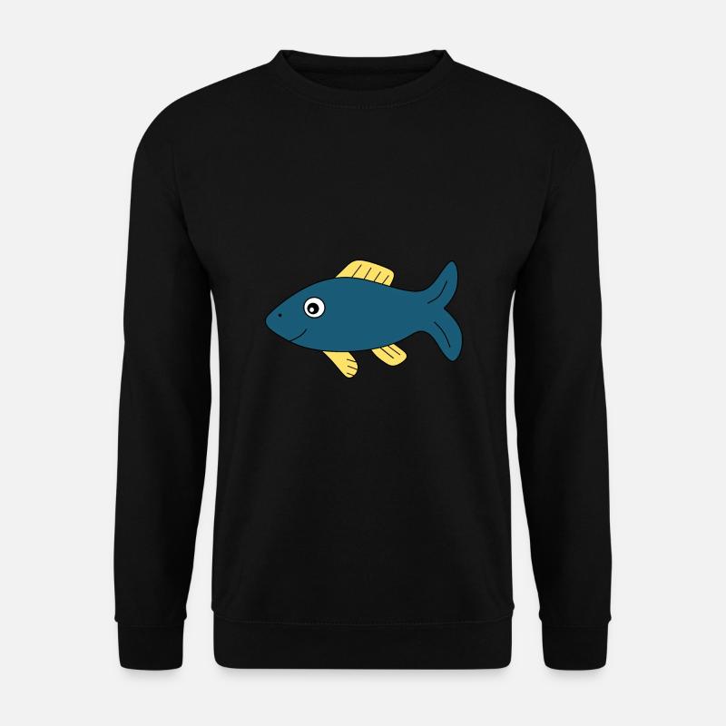 blue fish comic fish - Unisex Sweatshirt - black